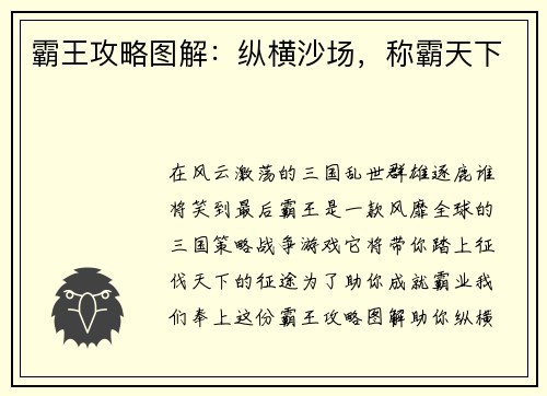 霸王攻略图解：纵横沙场，称霸天下